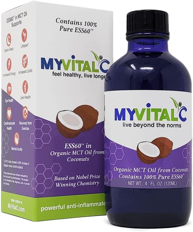 Organic MCT Oil with Pure ESS60 Antioxidant - Boost Anti-Aging & Energy - 120ML