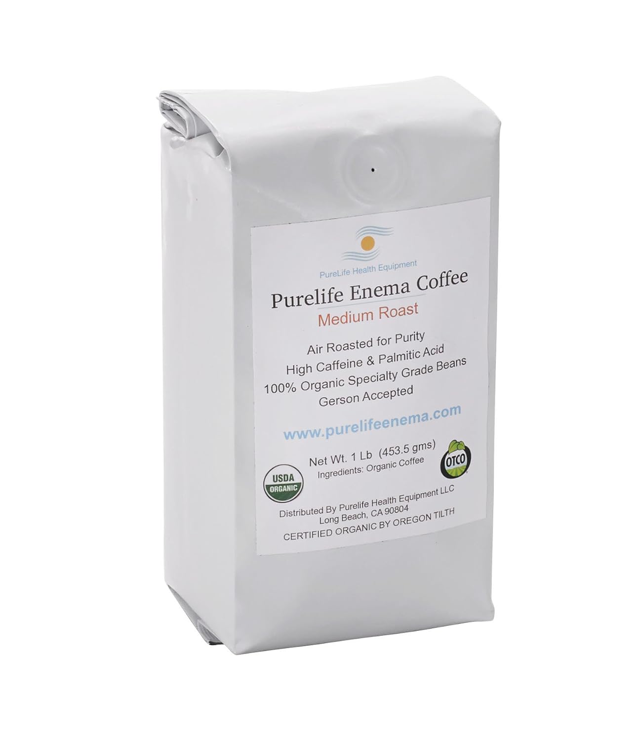 Organic Medium Roast Enema Coffee by Purelife - Lab Tested, Mold/Mycotoxin Free - Gerson Recommended