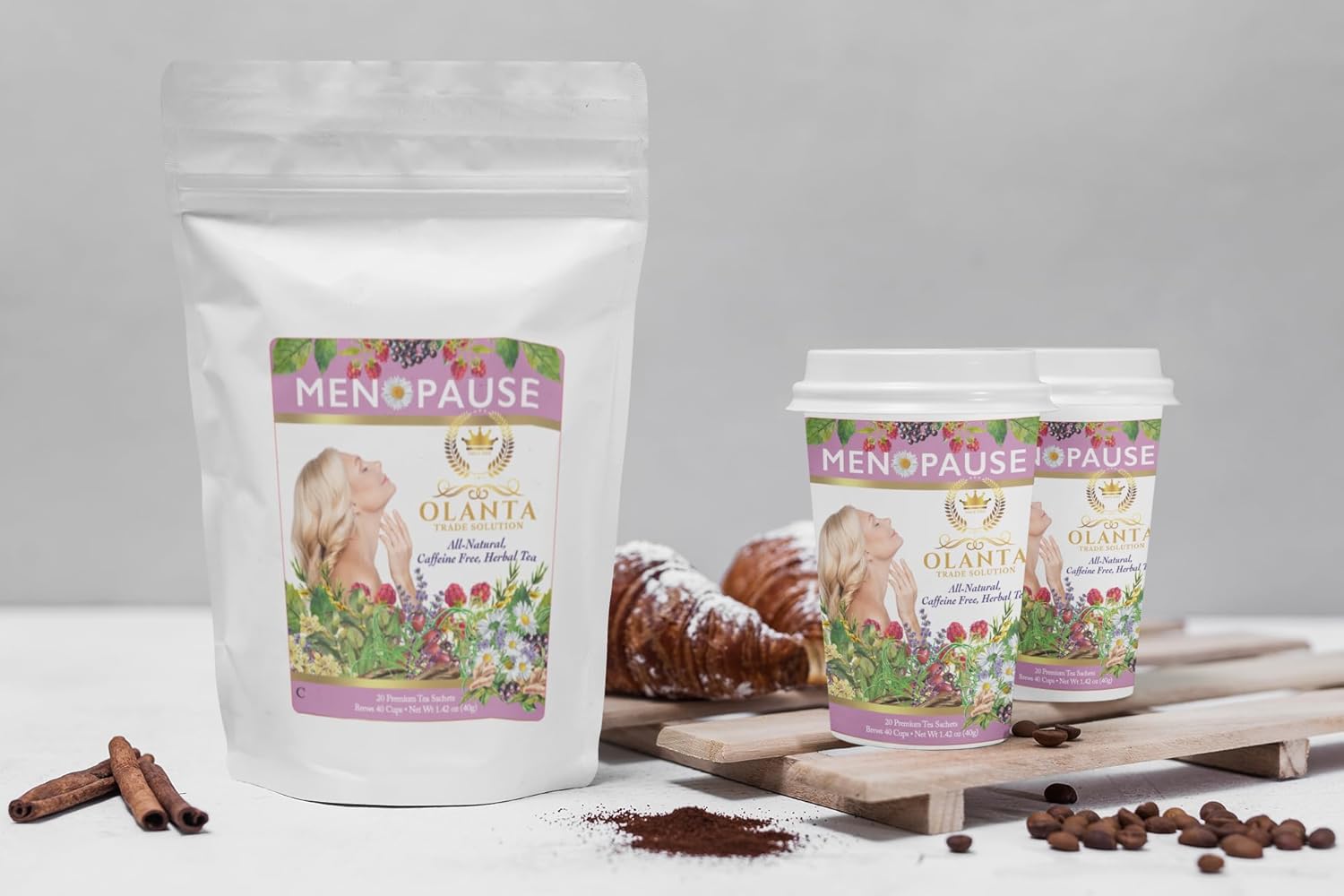 Organic Menopause Relief Tea - Herbal Blend for Hot Flashes & Hormone Balance - Ashwagandha Infused - 20 Tea Sachets