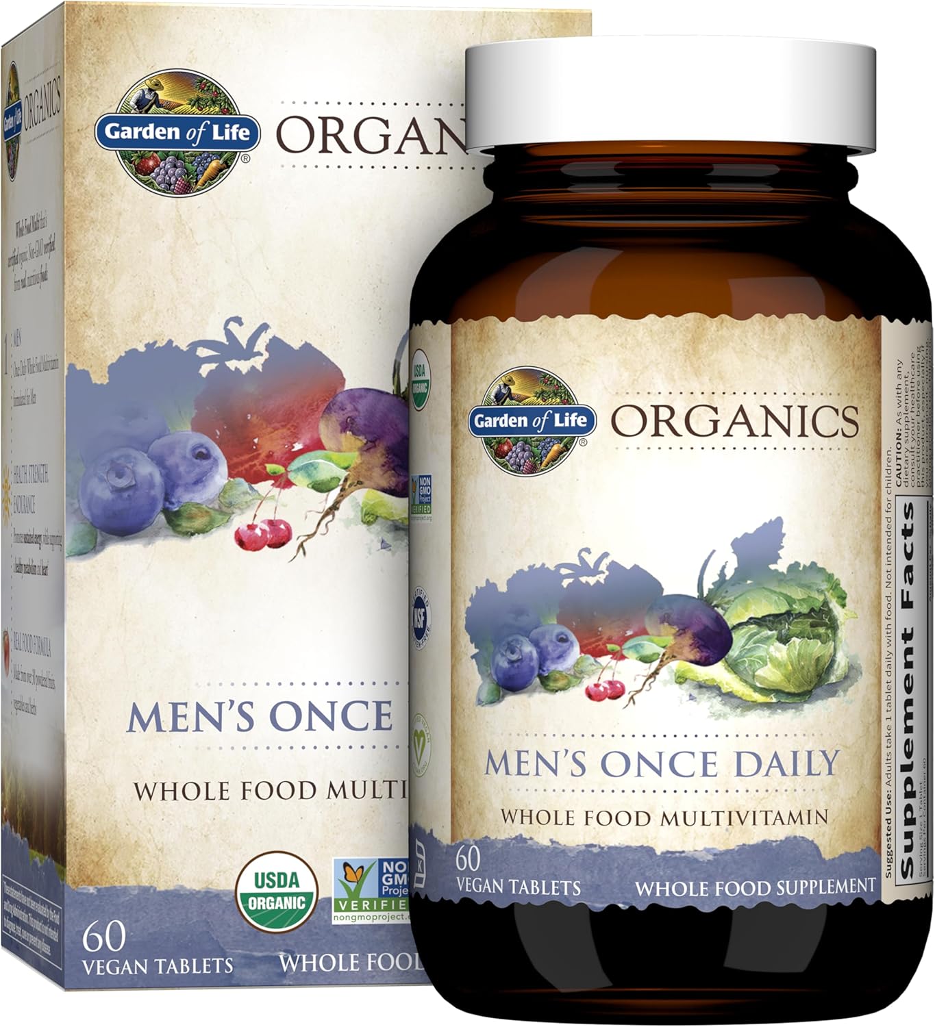 Organic Men's Multivitamin with 1,290mg Omega-3 Fish Oil - 60 Tablets by Garden of Life