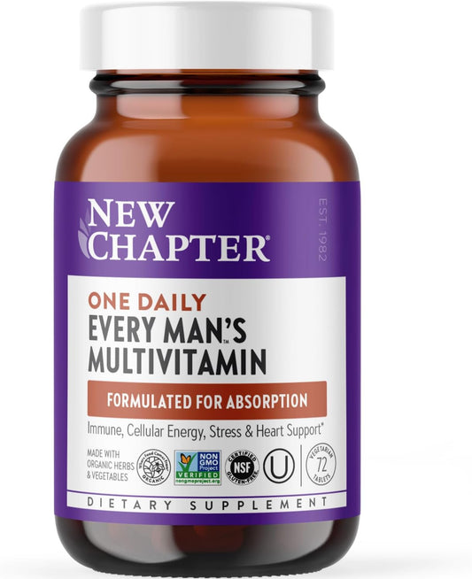 Organic Men's Multivitamin with Immune, Stress, Heart & Energy Support - Daily Supplement with Fermented Nutrients from Vegetables and Herbs - Non-GMO, Gluten Free - 72 ct