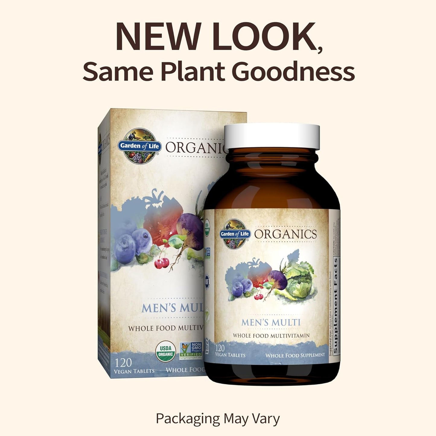 Organic Men's Multivitamin with Probiotics for Digestive & Immune Health - 150 Tablets