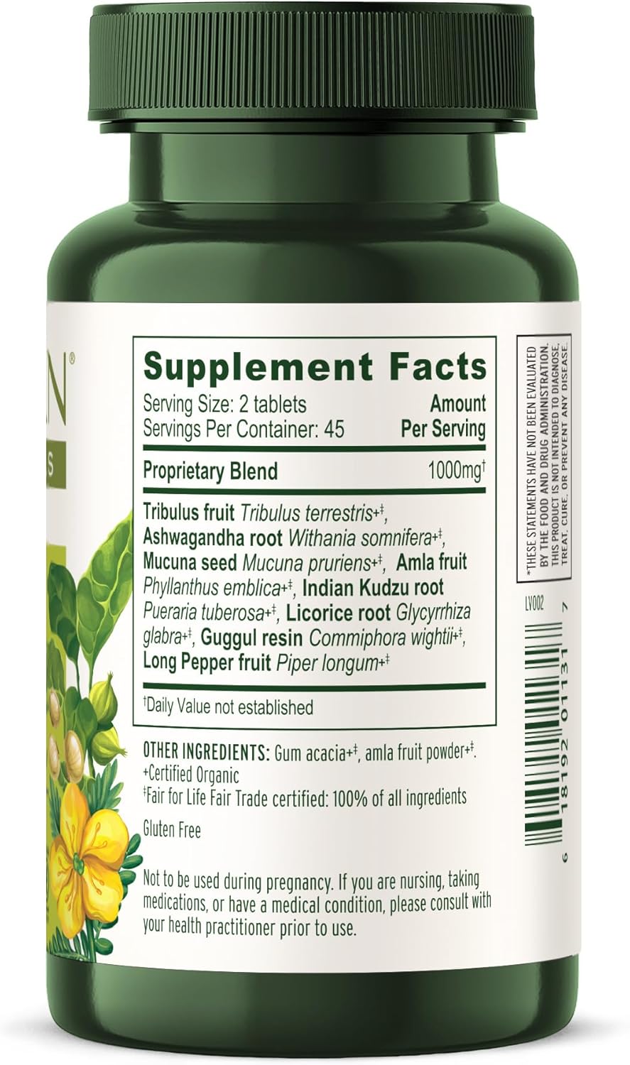 Organic Men's Reproductive Health Support Tablets with Gokshura, Mucuna & Ashwagandha Root - 90 Tablets