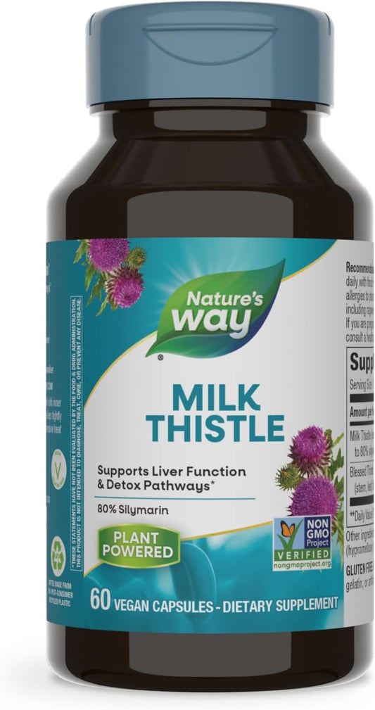 Organic Milk Thistle Capsules - Liver Support & Detox, 175mg Silymarin, Vegan, 60ct