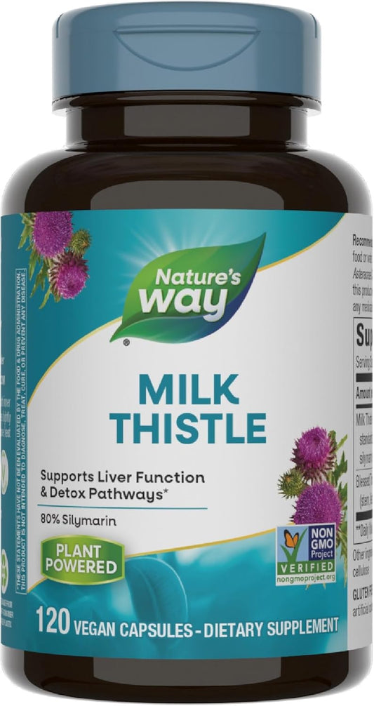 Organic Milk Thistle Capsules for Liver Support and Detox, 175mg Silymarin, 120ct