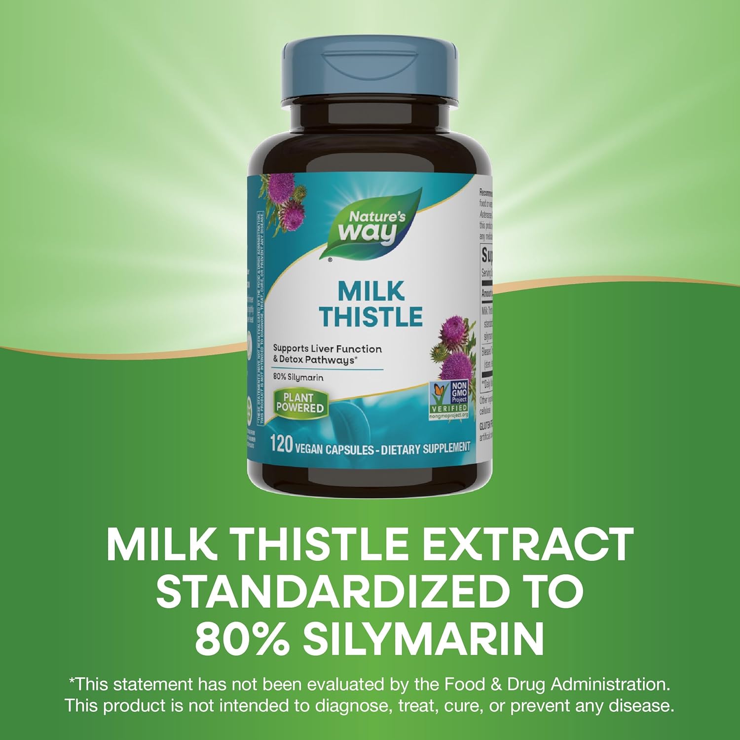 Organic Milk Thistle Capsules for Liver Support and Detox, 175mg Silymarin, 120ct
