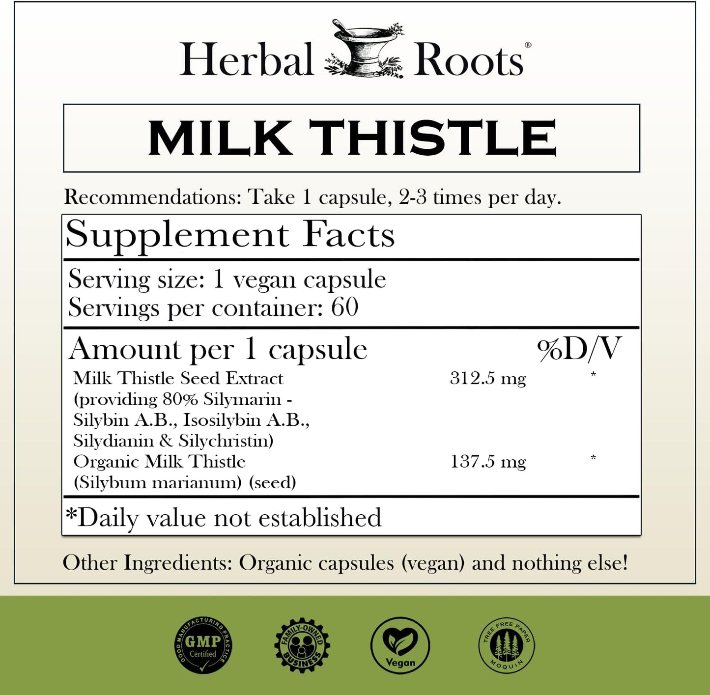 Organic Milk Thistle Capsules | High Strength 80% Silymarin Supplement | Pure Herbal Roots | Vegan & Non-GMO