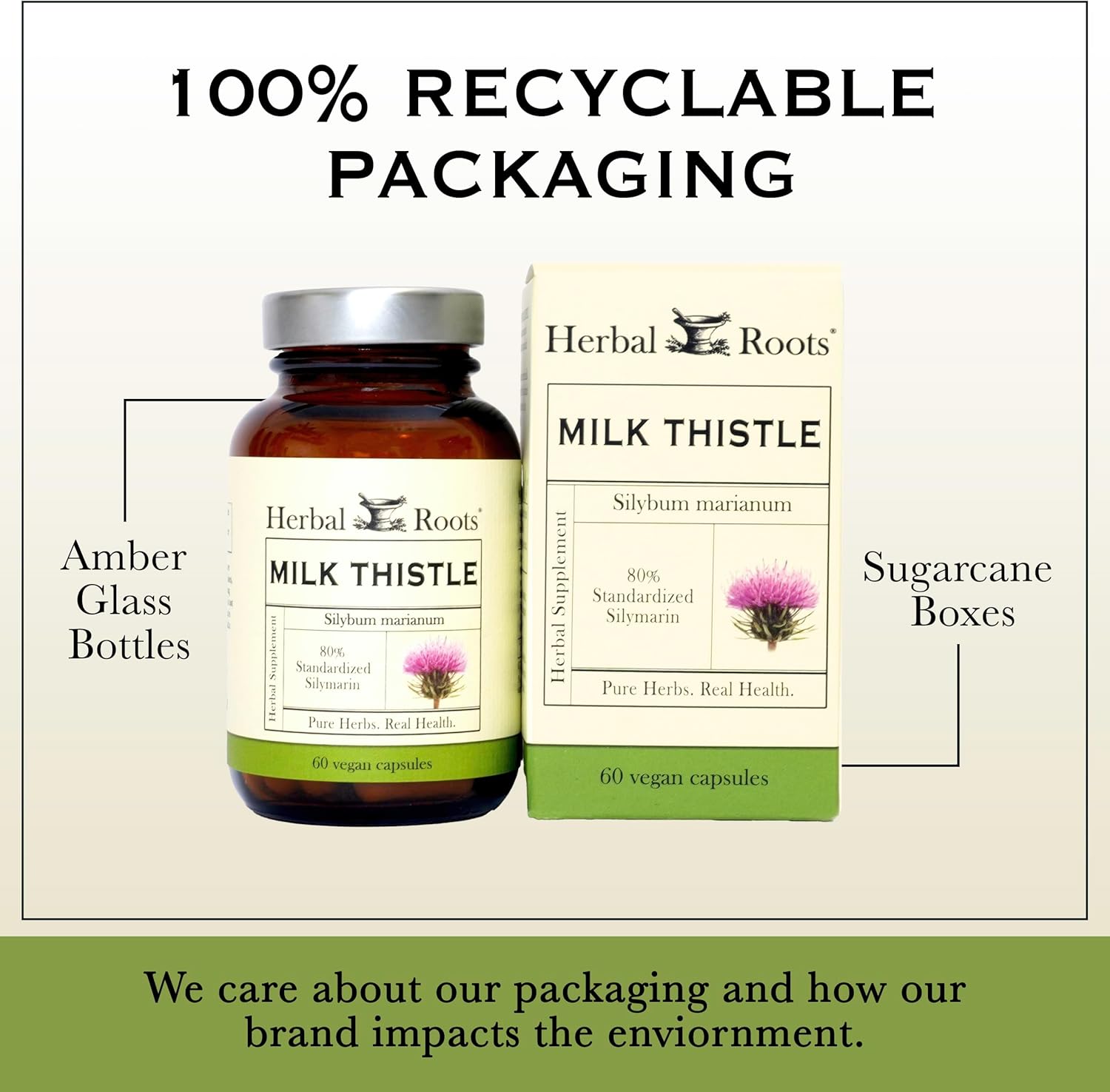 Organic Milk Thistle Capsules | High Strength 80% Silymarin Supplement | Pure Herbal Roots | Vegan & Non-GMO