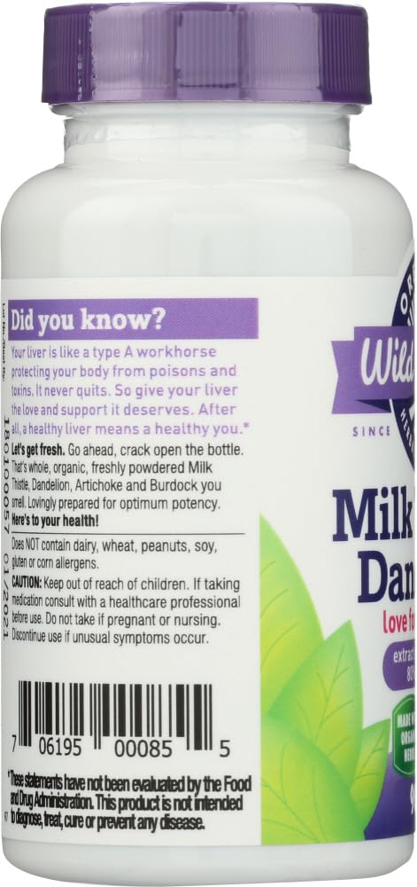 Organic Milk Thistle Dandelion Extract - 80% Silymarins (90 Caps) by Oregon's Wild Harvest