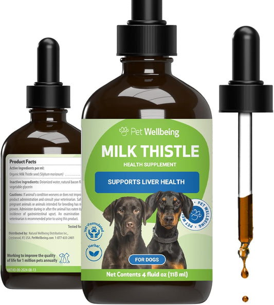 Organic Milk Thistle for Dogs - Supports Liver Health, Detoxification, Antioxidants - 4 oz Herbal Supplement - Veterinarian Formulated