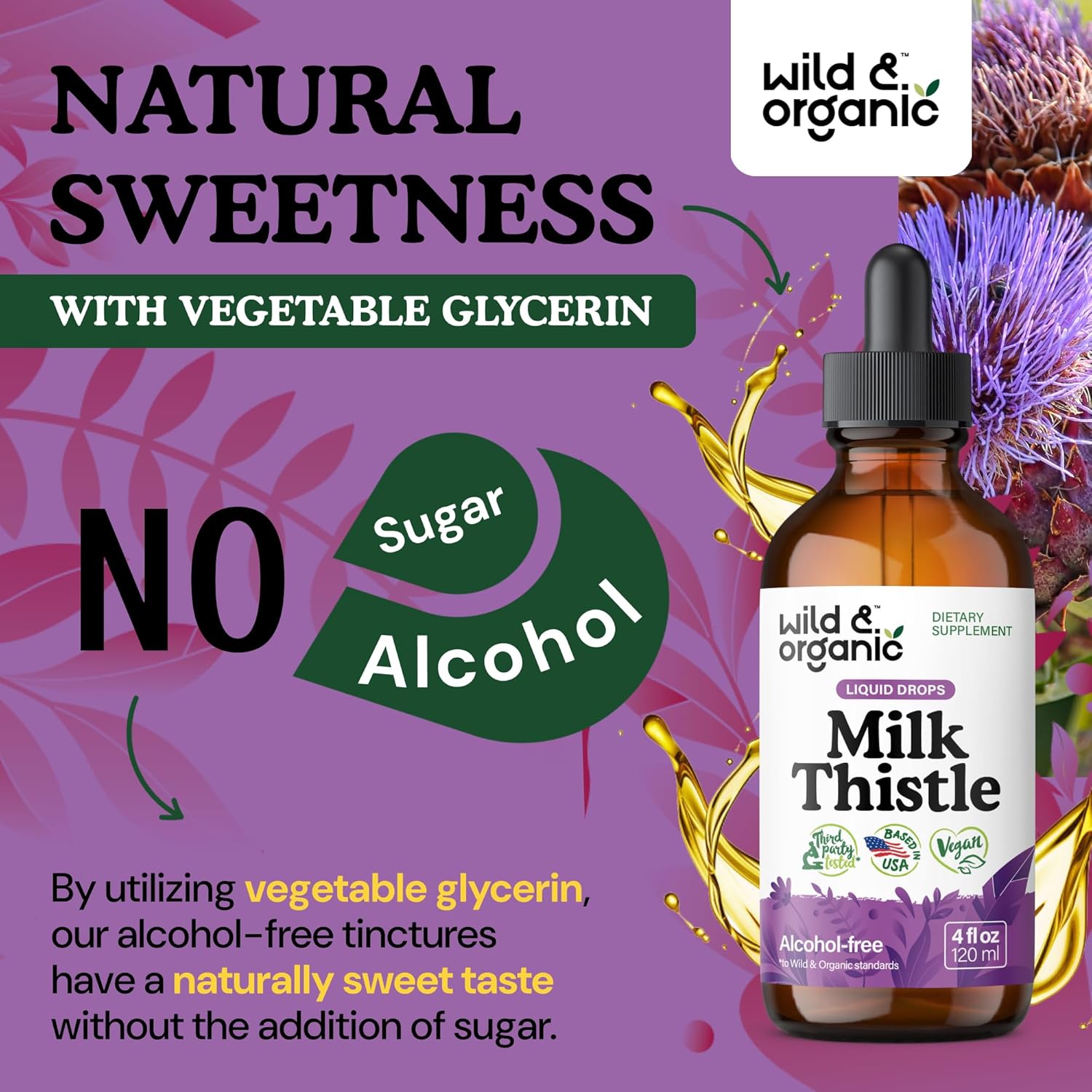 Organic Milk Thistle Liquid Drops for Liver Cleanse - Silymarin Supplement for Liver Support - Vegan, Sugar & Alcohol-Free - 4 fl oz