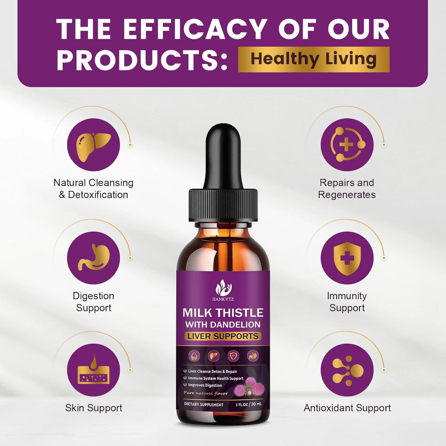 Organic Milk Thistle Liver Cleanse Detox Drops with Artichoke, Dandelion & Turmeric - 2 Pack, Vegan & Non-GMO - 1 Fl Oz