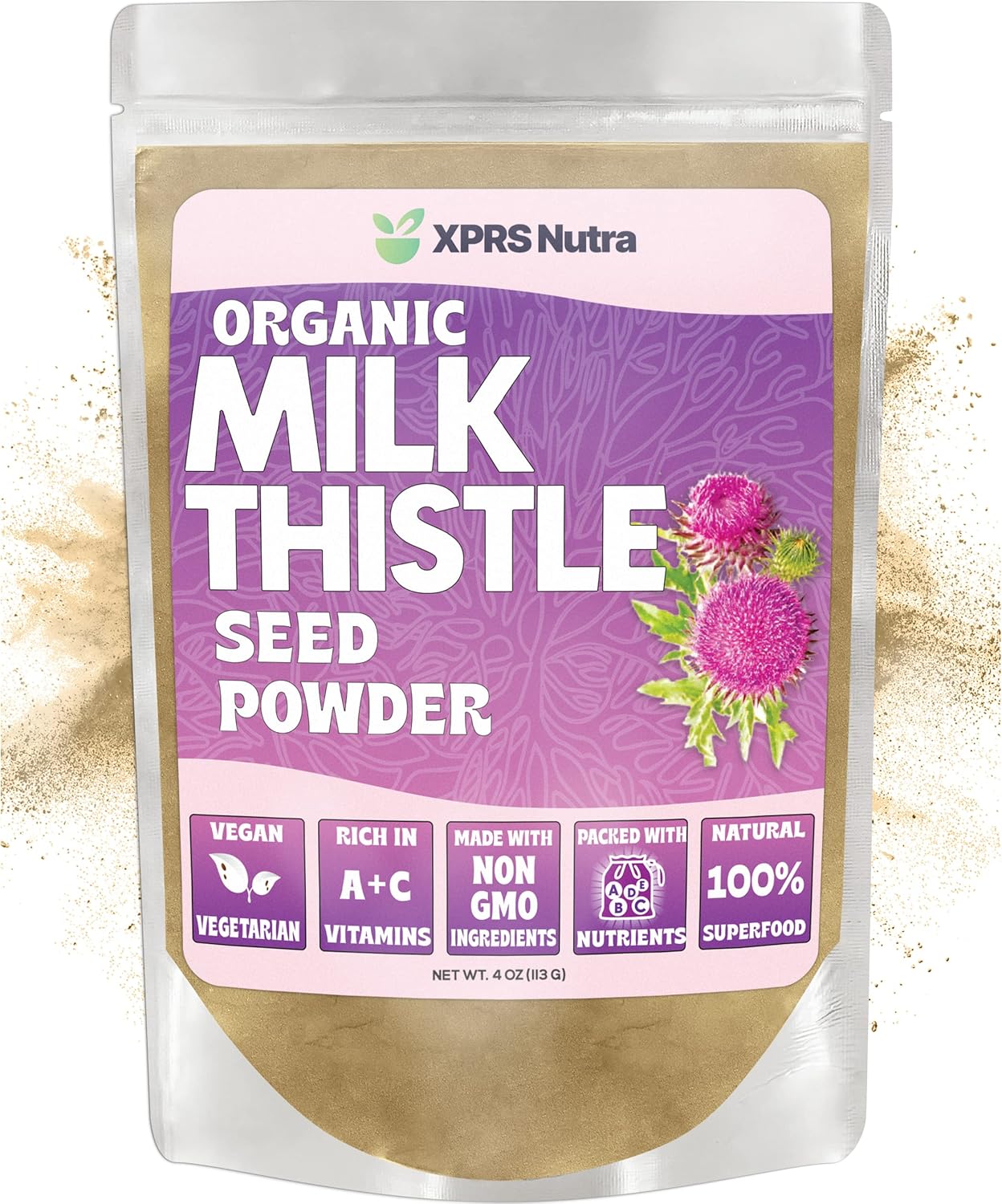 Organic Milk Thistle Seed Powder - Rich in Silymarin & Antioxidants - Supports Liver Health - Vegan Friendly (4 oz)