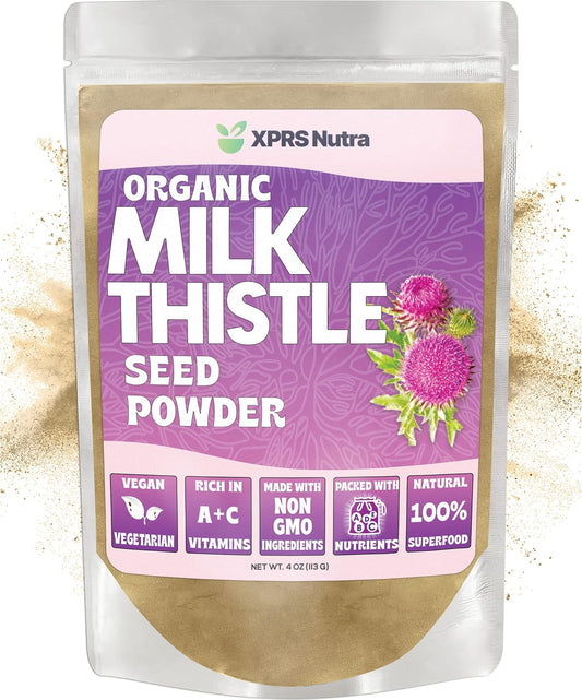 Organic Milk Thistle Seed Powder - Rich in Silymarin & Antioxidants - Supports Liver Health - Vegan Friendly (4 oz)