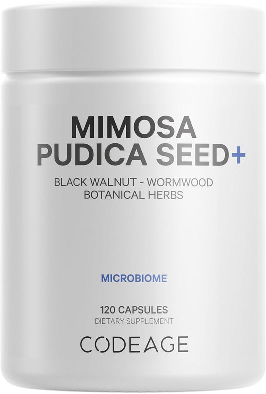 Organic Mimosa Pudica Seed Capsules with Black Walnut, Cloves, Vidanga, Neem, BioPerine - Sensitive Plant Pills - Non-GMO & Vegan - 120 Capsules