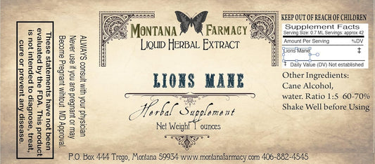 Organic Montana Farmacy Lions Mane Extract Tincture - Hericium Erinaceus Supplement for Cognitive Health