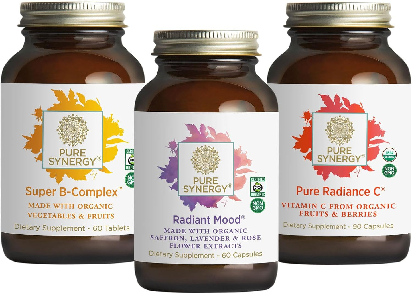 Organic Mood and Adrenal Support Bundle with Saffron Extract, Vitamin C, and B Complex | Non-GMO Vegan Supplements