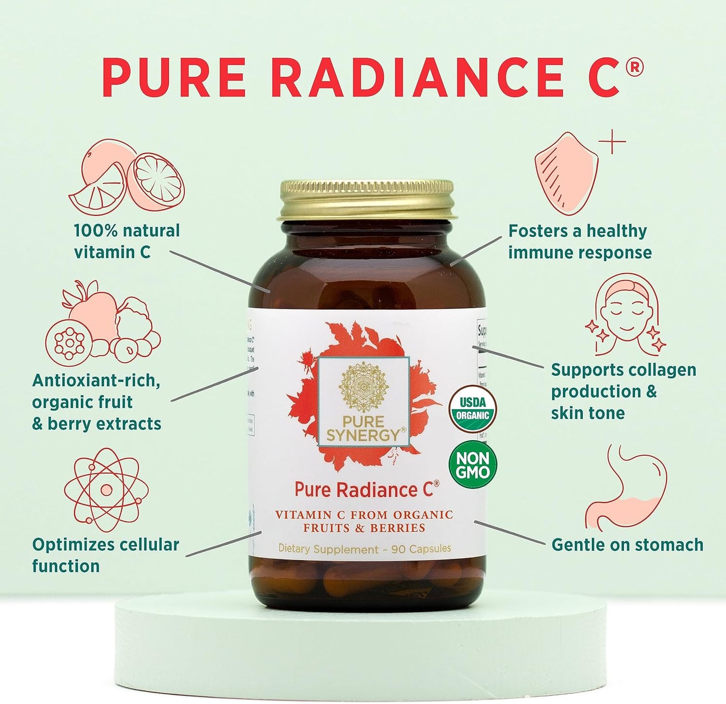 Organic Mood and Adrenal Support Bundle with Saffron Extract, Vitamin C, and B Complex | Non-GMO Vegan Supplements