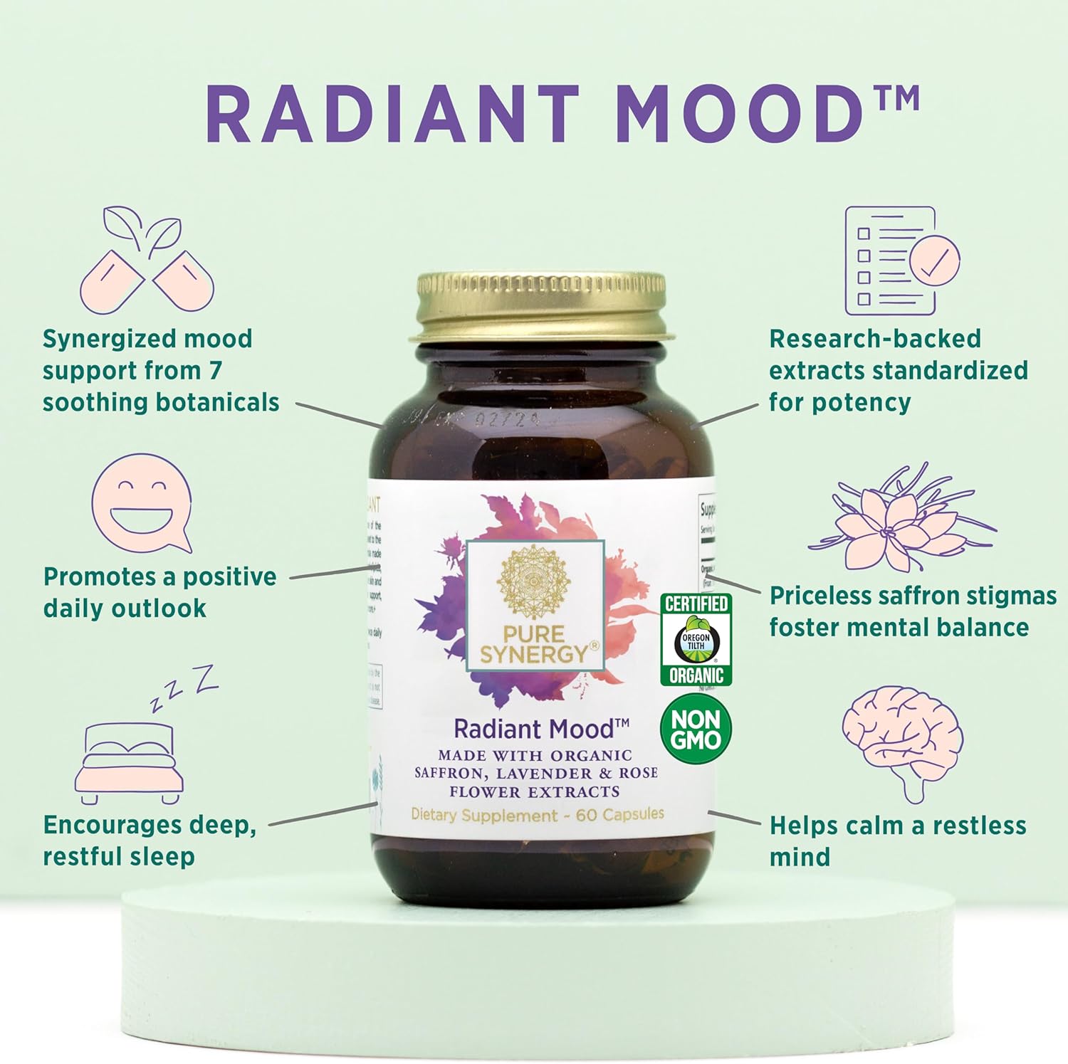 Organic Mood and Adrenal Support Bundle with Saffron Extract, Vitamin C, and B Complex | Non-GMO Vegan Supplements