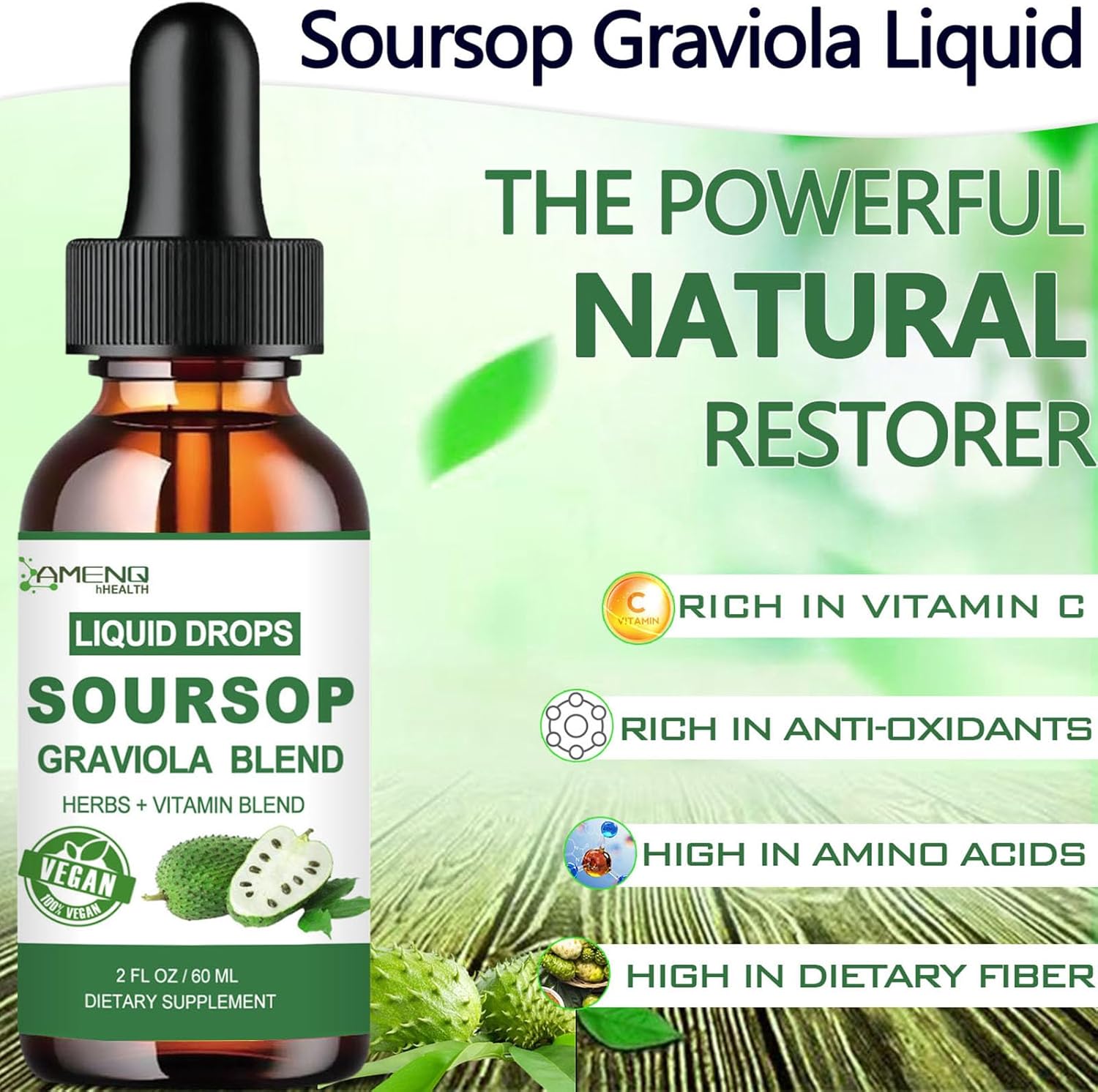 Organic Moringa and Soursop Graviola Liquid Drops Bundle for Immune Support - 2 Pack, Antioxidant Rich, Gluten Free, Non-GMO