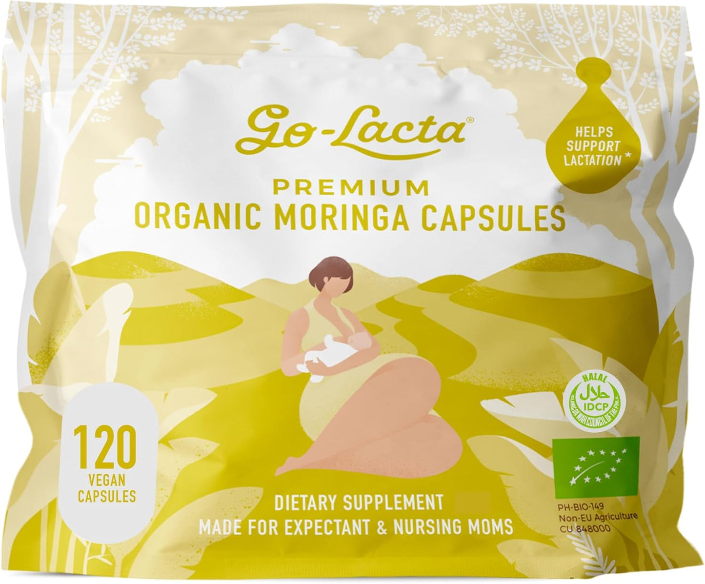 Organic Moringa Capsules for Breastfeeding Moms - 120 Capsules - Premium Postnatal Vitamins - Boost Milk Supply - Postpartum Vitamins