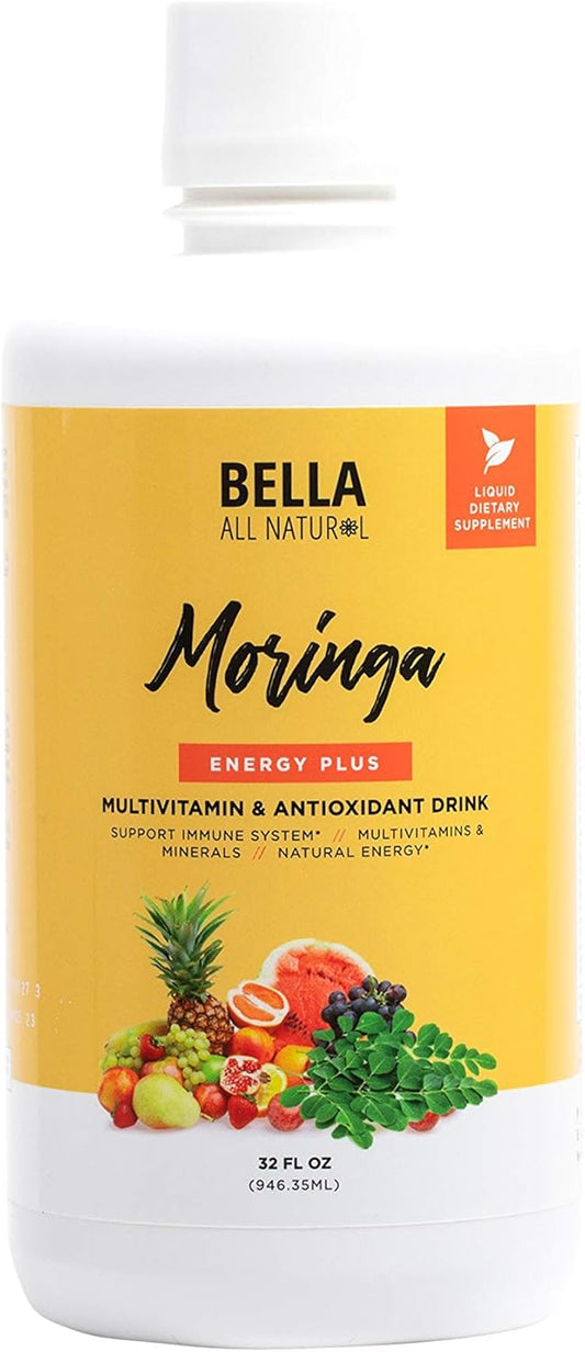 Organic Moringa Juice Energy Plus - All Natural Multivitamin and Antioxidant Drink - 32oz