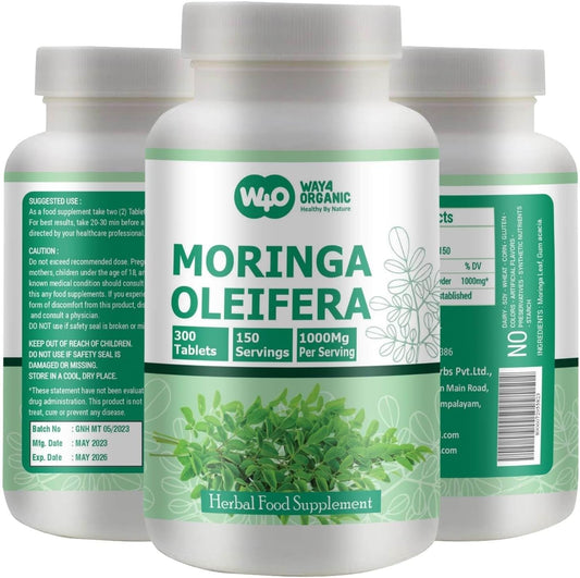 Organic Moringa Leaf Powder Capsules - 300 Pills, 150 Servings, 1000mg - 1 Pack