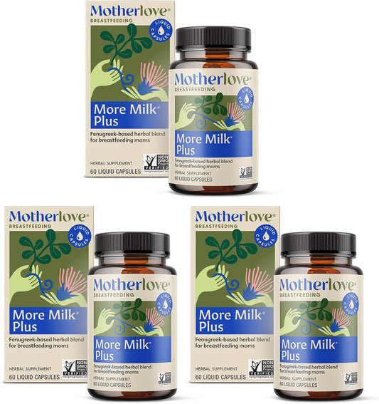 Organic Motherlove More Milk Plus Liquid Caps - Fenugreek Lactation Supplement for Breast Milk Supply - 180 Capsules, Non-GMO, Vegan, Kosher