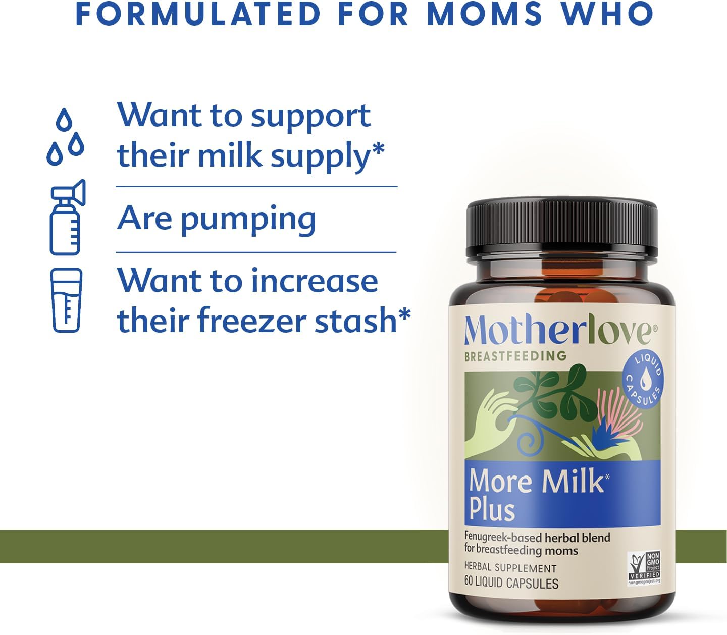 Organic Motherlove More Milk Plus Liquid Caps - Fenugreek Lactation Supplement for Breast Milk Supply - 180 Capsules, Non-GMO, Vegan, Kosher