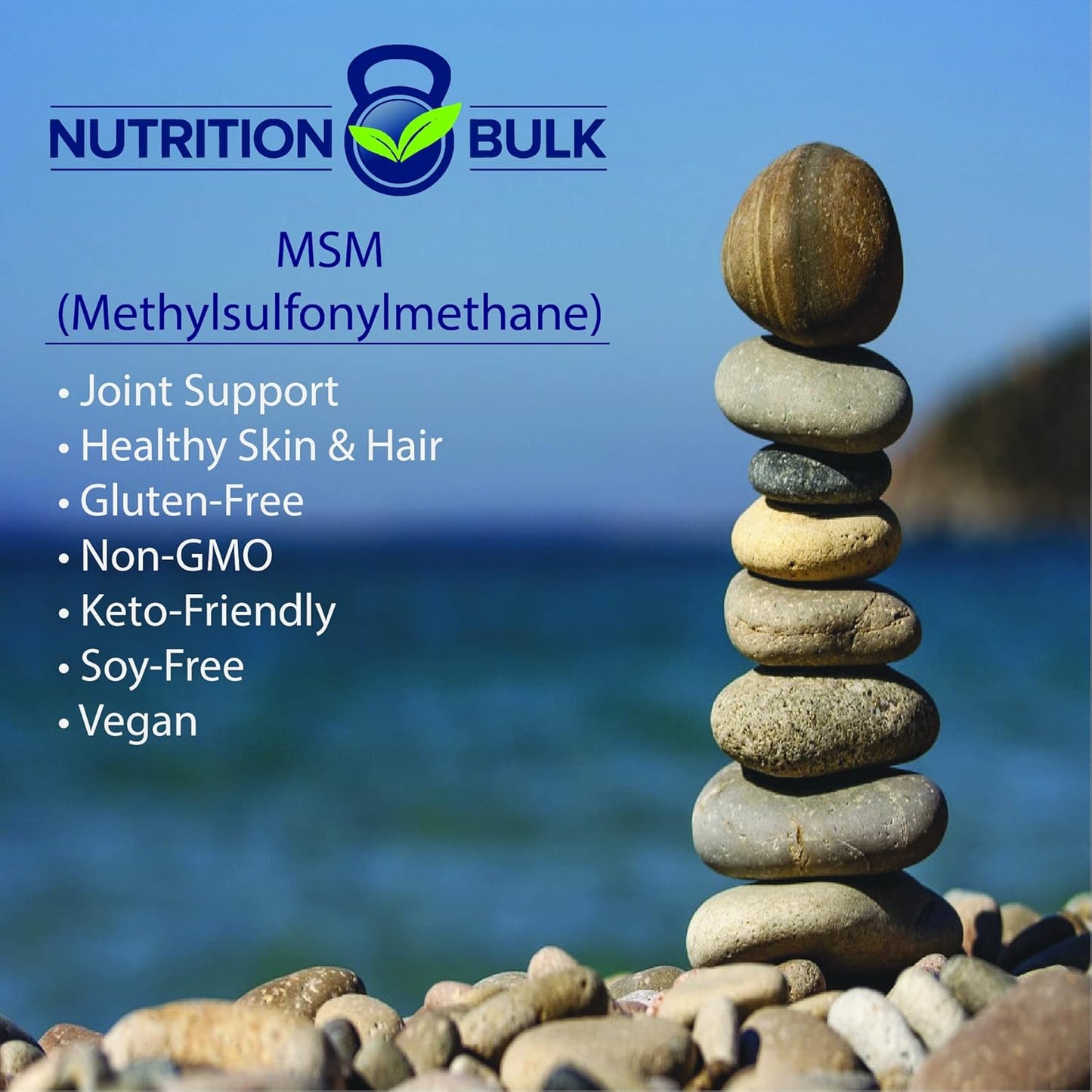 Organic MSM Powder for Bone and Joint Health - Non-GMO, Vegan, Gluten-Free, Soy-Free, Keto - NutritionBulk