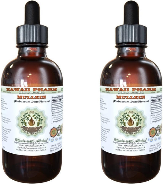 Organic Mullein Alcohol-Free Liquid Extract, Natural Herbal Supplement, Hawaii Pharm, USA - 4 oz Total