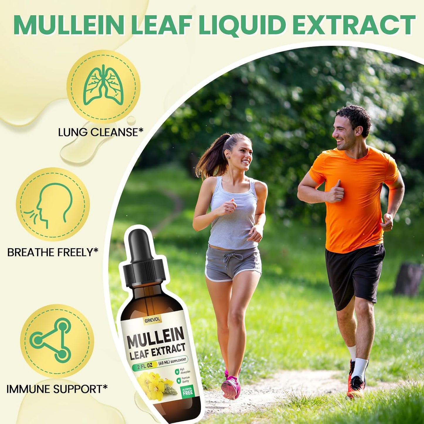 Organic Mullein Leaf Extract Tincture for Lung Health - Herbal Support for Respiratory Function - Non-GMO, Vegan - 2 Fl Oz