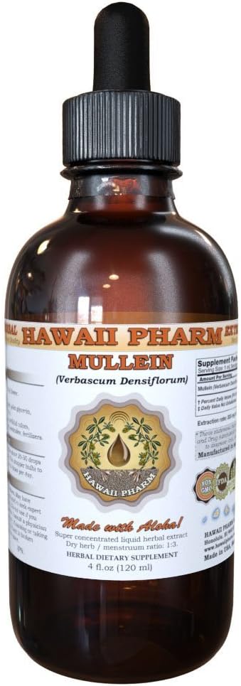 Organic Mullein Liquid Extract Tincture - Herbal Supplement, 2 fl.oz USA-made by Hawaii Pharm