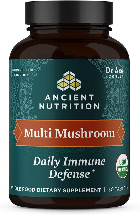 Organic Multi Mushroom Immune Support Supplement for Stress Response, 30 Count Tablet - Gluten Free, Paleo & Keto Friendly