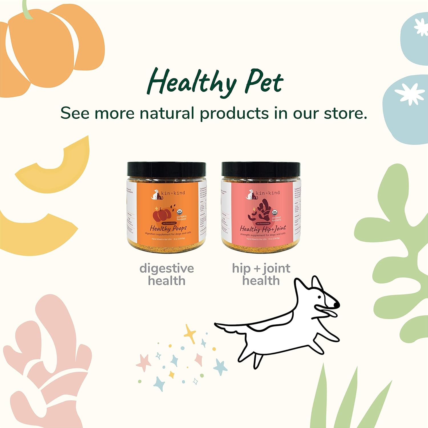 Organic Multivitamin for Dogs & Cats - Skin & Coat Vitamins - Natural Formula with Wheatgrass, Kelp, Flax Seed, Seaweed, Coconut - 4 oz - USA Made