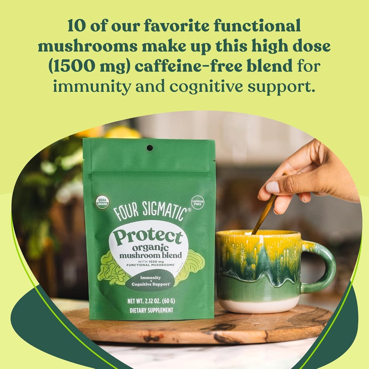 Organic Mushroom Blend Powder Complex with Lion’s Mane, Cordyceps, Chaga, Reishi | Immune Support | Vegan, Gluten-Free | 30 Servings
