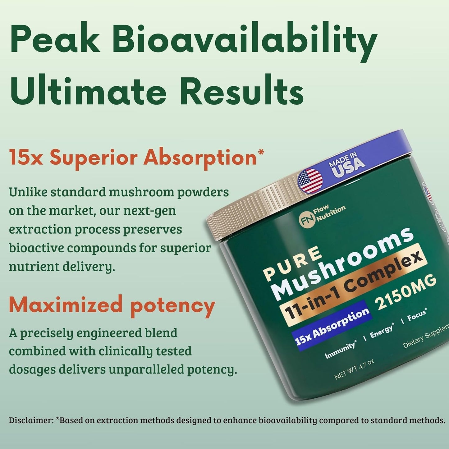 Organic Mushroom Blend Powder for Coffee & Smoothies - Adaptogenic Supplement for Focus & Energy