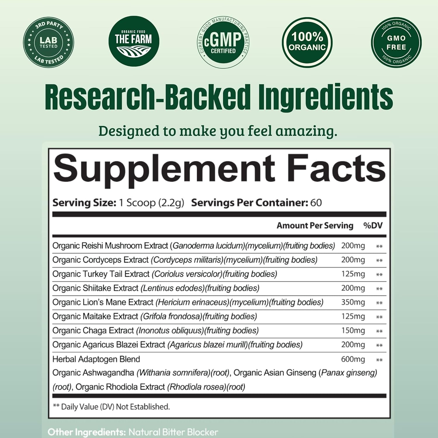 Organic Mushroom Blend Powder for Coffee & Smoothies - Adaptogenic Supplement for Focus & Energy