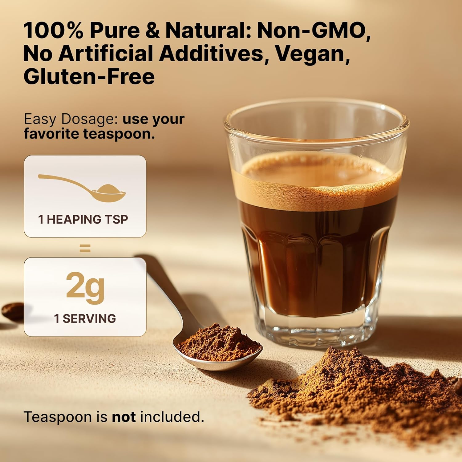 Organic Mushroom Coffee Mix with 9 Adaptogens for Gut Health and Energy - 60 Servings