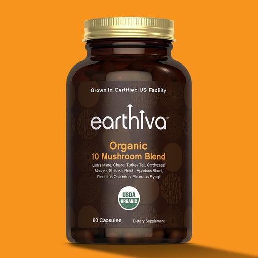 Organic Mushroom Complex Supplement Capsules | 60 Count | 10-in-1 Blend with Lion’s Mane, Chaga, Reishi & More | US Grown