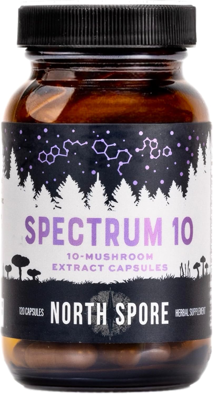 Organic Mushroom Extract Capsules with 10 Medicinal Mushrooms for Energy, Focus, and Clarity - 120 ct
