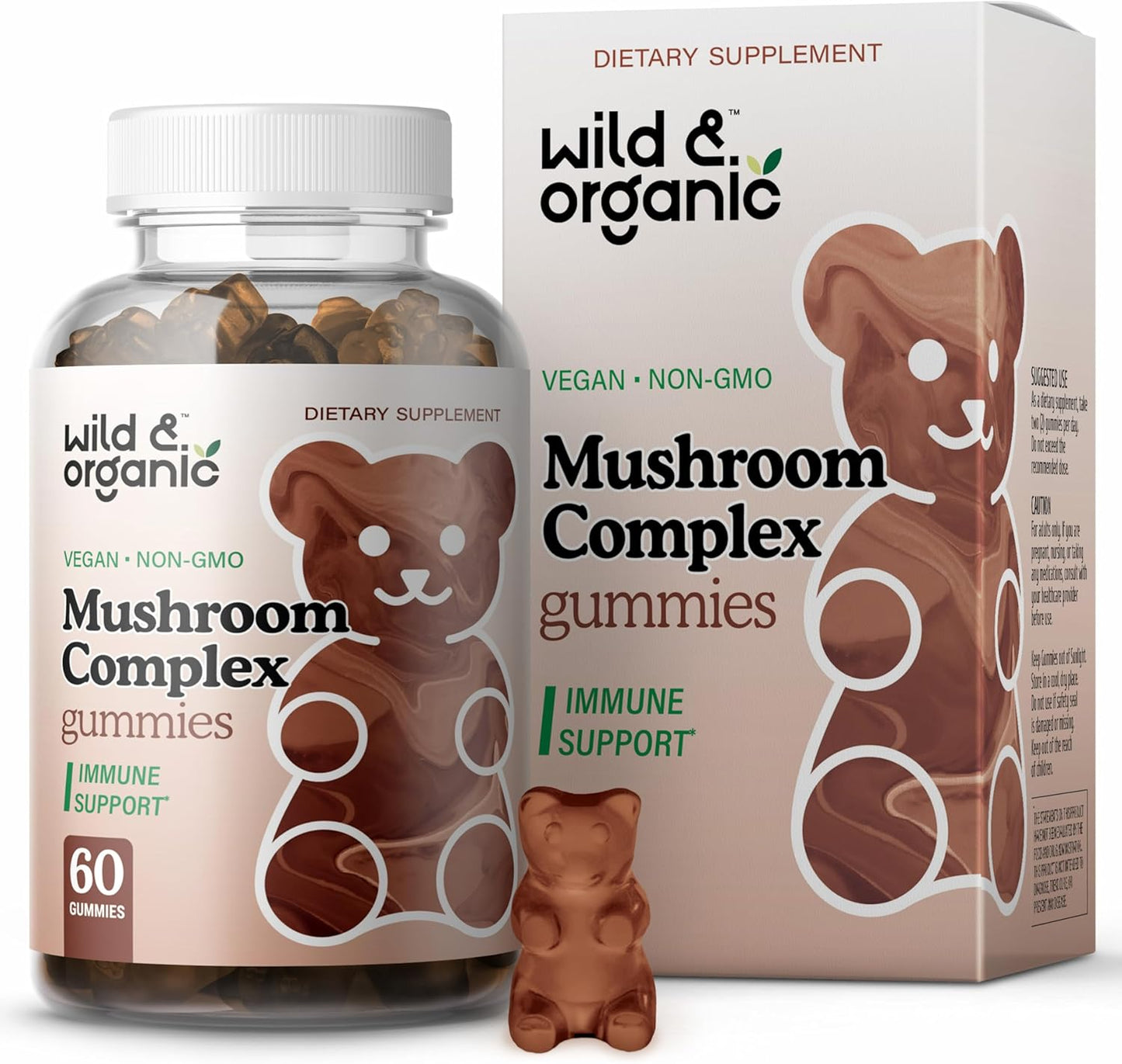Organic Mushroom Gummies 10-in-1 Complex - Immune & Brain Support - Lion's Mane, Cordyceps, Turkey Tail, Reishi, Chaga, Maitake - 60 Count