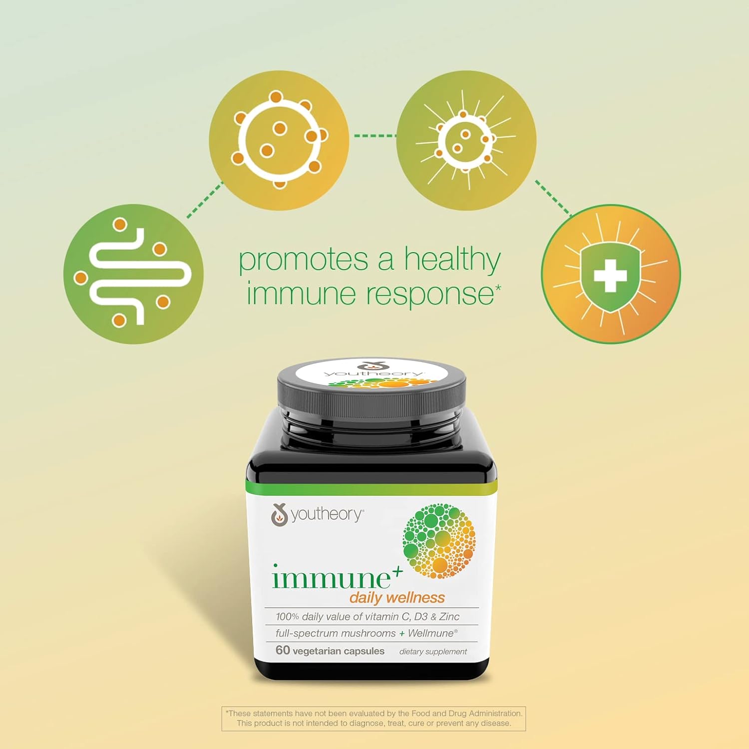 Organic Mushroom Immune Support Capsules with Beta Glucan, Vitamin C, D3, and Zinc - 150 Vegetarian Capsules