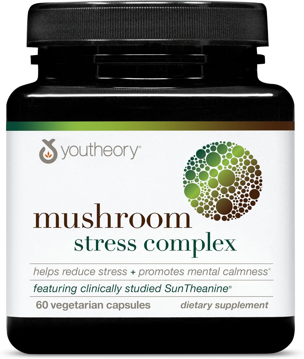 Organic Mushroom Stress Complex with L-Theanine for Stress Reduction and Mental Calmness, 60 Vegetarian Capsules