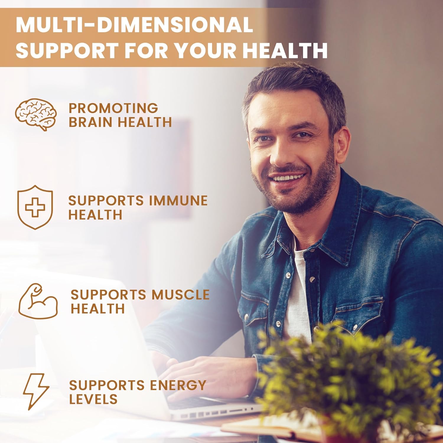 Organic Mushroom Supplement for Immune Boost, Memory, Focus & Energy - Lion's Mane, Reishi, Cordyceps, Turkey Tail - Brain Support - 2000mg, 90 Vegan Capsules with Capsule Box