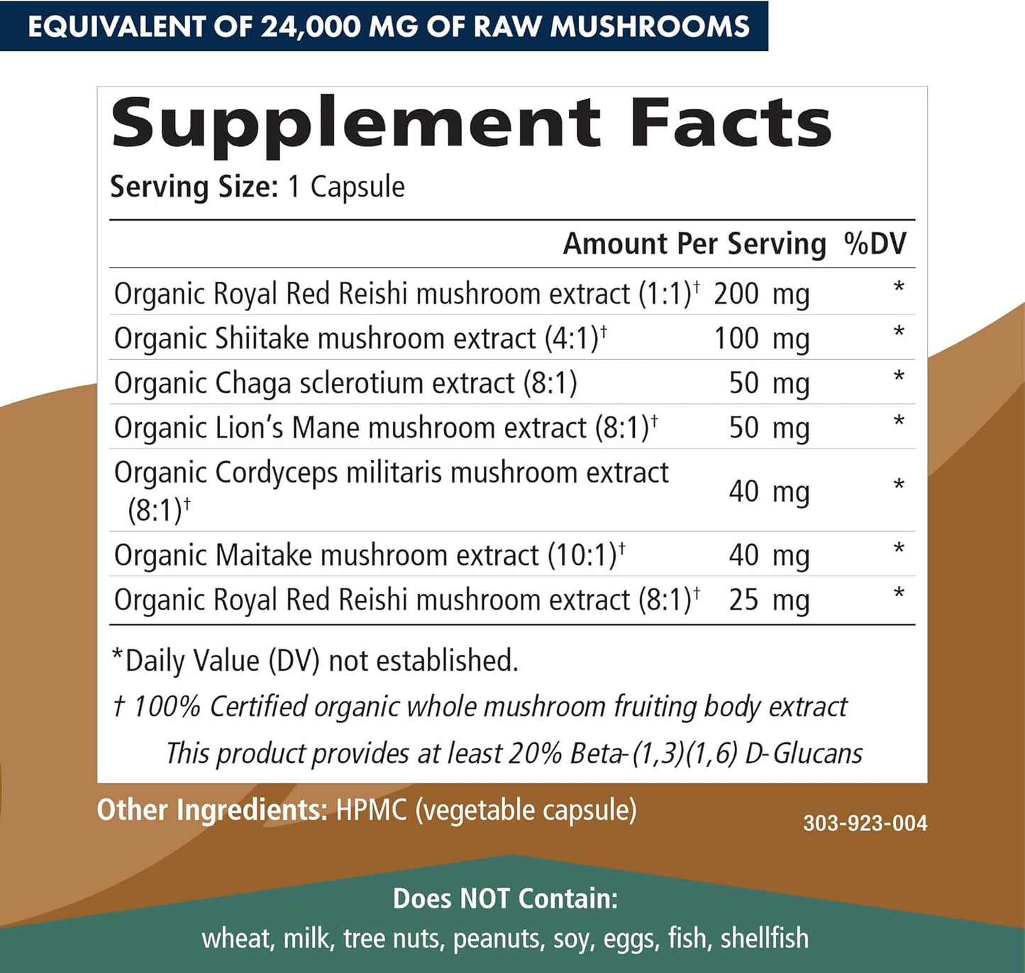 Organic Mushroom Supplement for Immune Support and Energy - Pure Essence Labs MycoMune 4X - Reishi, Lion's Mane, Cordyceps, Chaga, Shiitake, Maitake - 30 Capsules