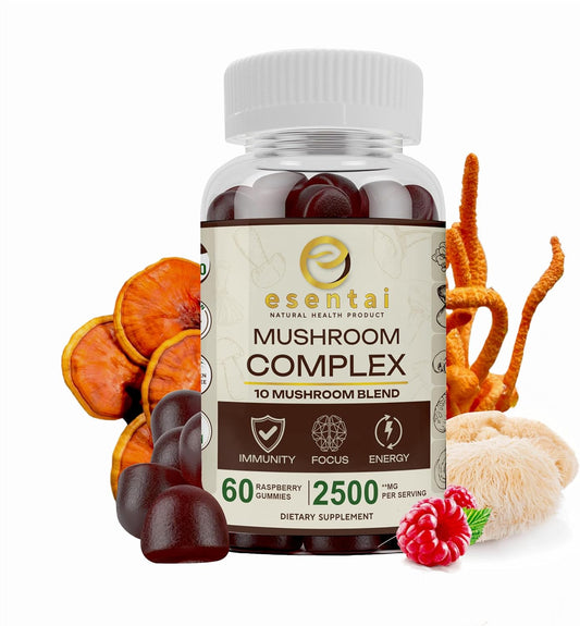 Organic Mushroom Supplement Gummies - Immunity Boost & Energy Support - 10 Mushroom Blend - 60 Gummies - USA Made