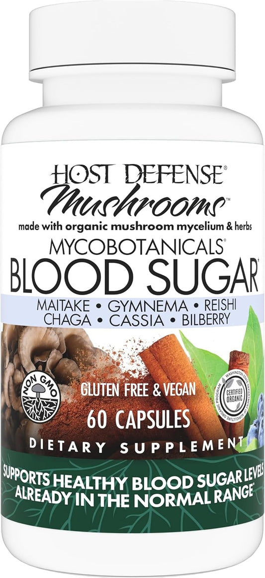 Organic MycoBotanicals Capsules - Immune Support Supplement with Chaga, Reishi & Maitake Mushrooms - Mushroom Mycelium Formula for Wellness - 60 Capsules (30 Servings)