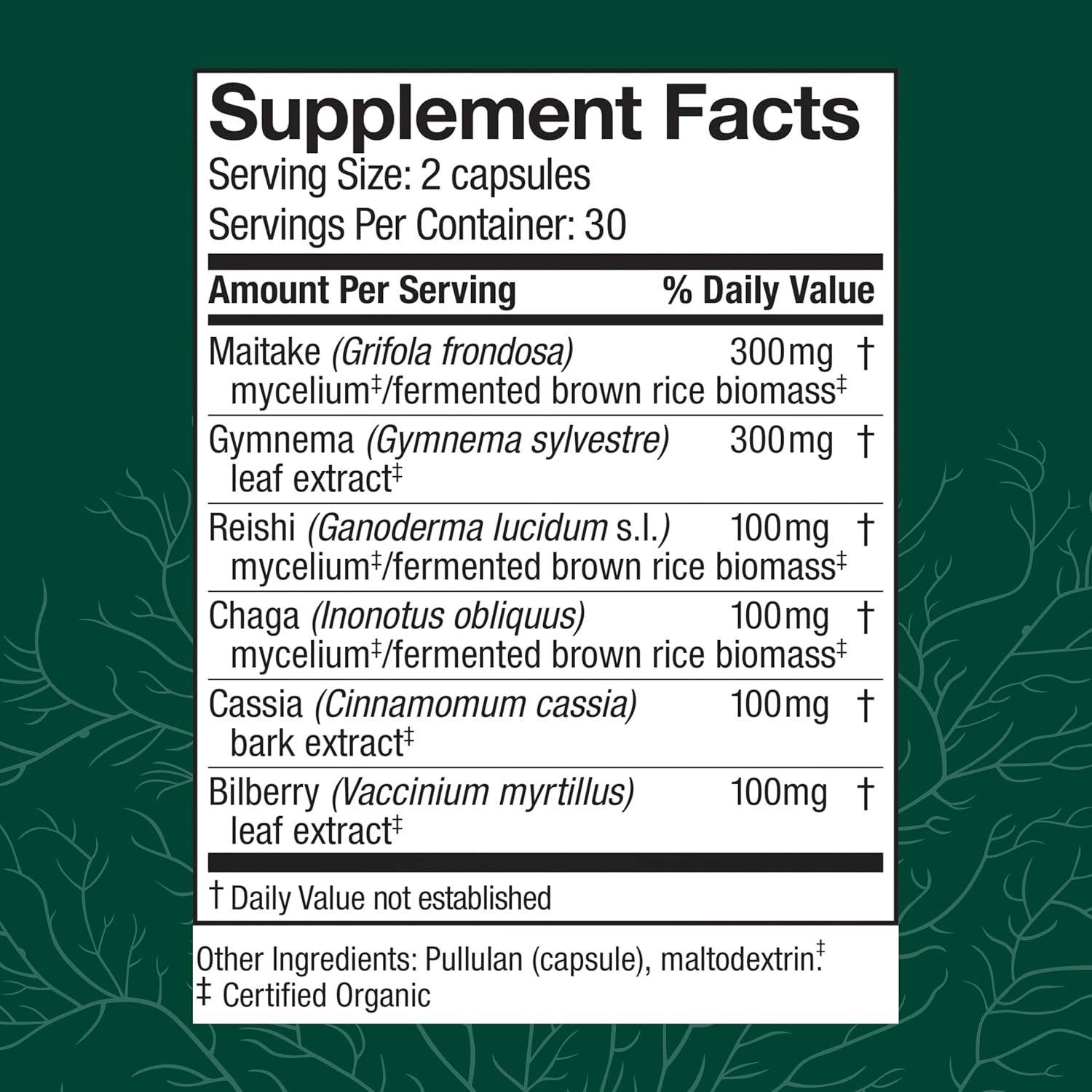 Organic MycoBotanicals Capsules - Immune Support Supplement with Chaga, Reishi & Maitake Mushrooms - Mushroom Mycelium Formula for Wellness - 60 Capsules (30 Servings)