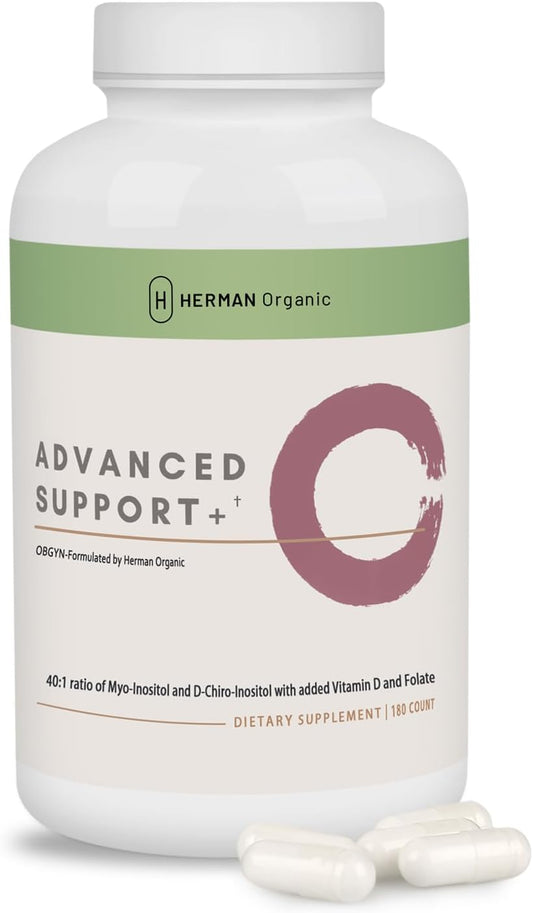 Organic Myo-Inositol & D-Chiro Inositol Capsules - Hormonal Mood Support for Ovarian & Reproductive Health - Women's Hormone Supplement - 180 Count